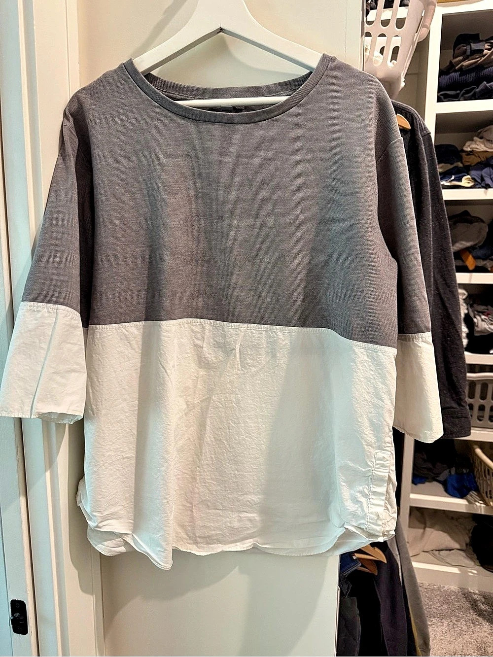 COS Oversized Color Block Tunic Gray & White Size Medium